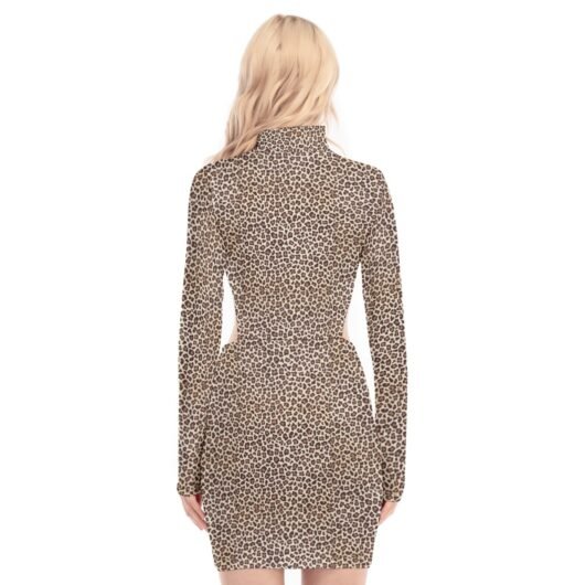 Women's Waist Hollow Hip Leopard Print Dress - Image 4