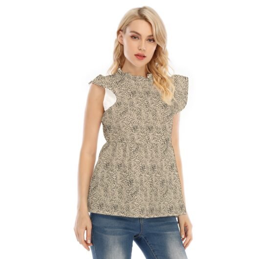 Leopard Women's Blouse With Lotus Leaf Lace
