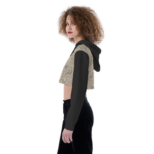 Women's Crop Top Hoodie Black Sleeves - Image 3