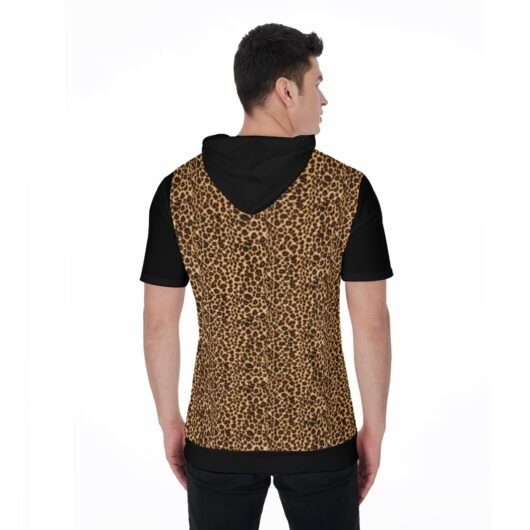 Men's Short Sleeve Hoodie T-Shirt With Black Sleeves - Image 4
