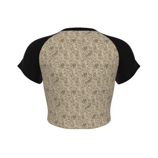 Leopard Women's Raglan Cropped T-shirt Black Sleeve - Image 2