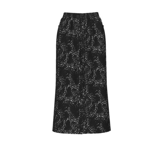 Women's Front Mid-Slit Cotton Black Skirt