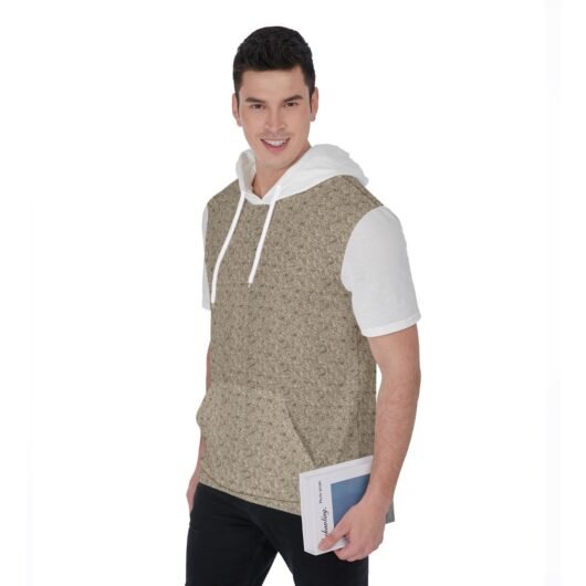 Leopard Men's Short Sleeve Hoodie T-Shirt With White Sleeves - Image 3