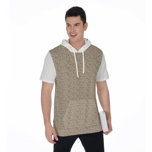 Leopard Men's Short Sleeve Hoodie T-Shirt With White Sleeves - Image 2