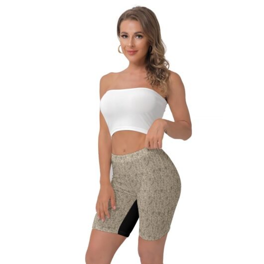 Leopard Print Women's Yoga Biker Shorts Black - Image 3