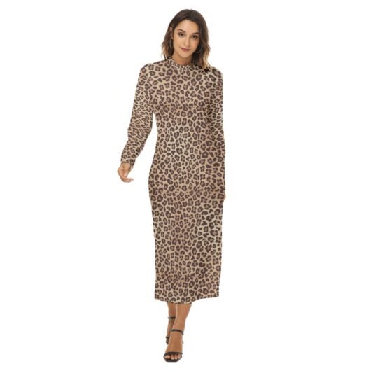 Women's Hip Dress in Leopard Print from Regalsuave.com, featuring a figure-hugging silhouette and bold animal print.