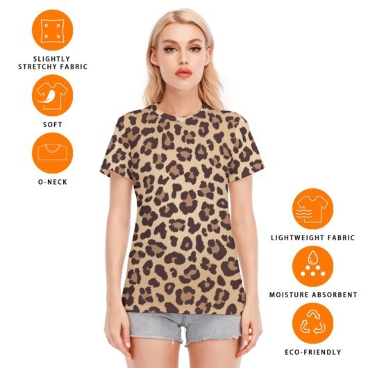 Women's Round Neck Leopard Print Cotton T-Shirt - Image 6