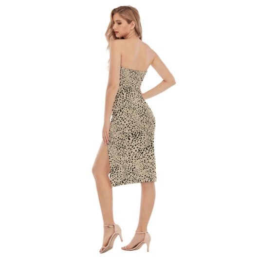 Women's Side Split Tube Top Leopard Dress - Image 4