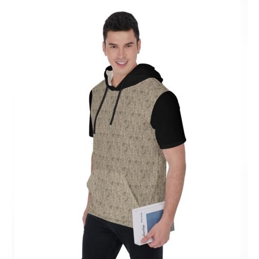 Leopard Men's Short Sleeve Hoodie T-Shirt With Black Sleeves - Image 3