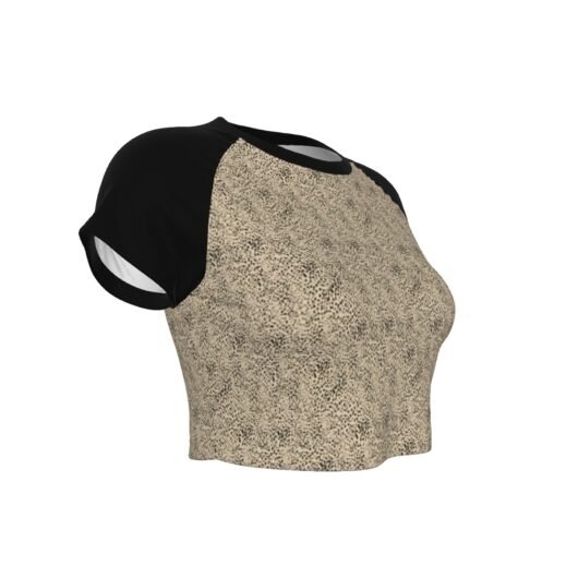 Leopard Women's Raglan Cropped T-shirt Black Sleeve - Image 3
