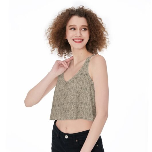Trendy crop-tank tops in various colors and styles on display.