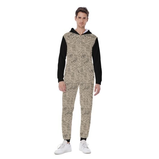 Men's Hooded Jumpsuit With Black Sleeves And Cuffs