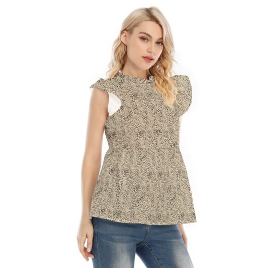 Leopard Women's Blouse With Lotus Leaf Lace - Image 2