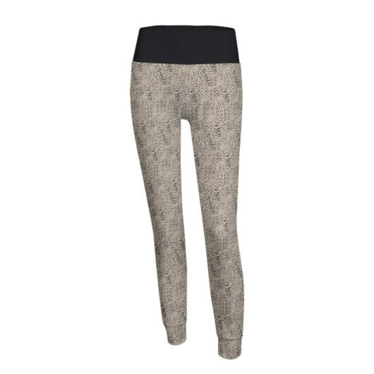 Leopard Print Women's Yoga Pants Black Waist